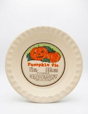 Sunnycraft Sunstone Pumpkin Pie Recipe Ceramic Baker Dish 10.5" Anthropomorphic